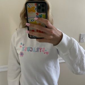 Hand embroidered syracuse crew neck